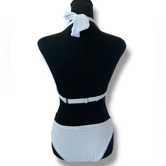 Yonique Vintage Style Push Up White Halter Bikini Set 2 Piece Size Small NWT - Picture 4 of 11